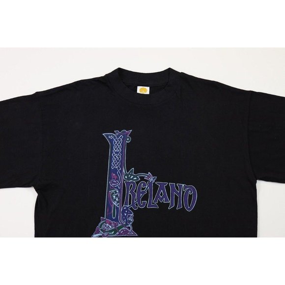 90s Ireland Celtic Script Spell Out Fairytale Tee - Picture 2 of 6